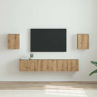 TV wandkast 2 stuks 30x31x40 cm bewerkt hout ambachtelijk eiken