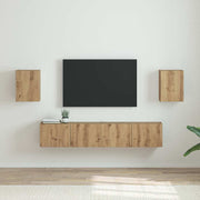 TV wandkast 2 stuks 30x31x40 cm bewerkt hout ambachtelijk eiken