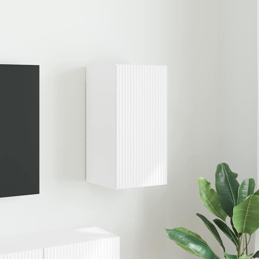 TV Wandkast Wandgemonteerd Wit 30 x 31 x 60 cm Bewerkt hout