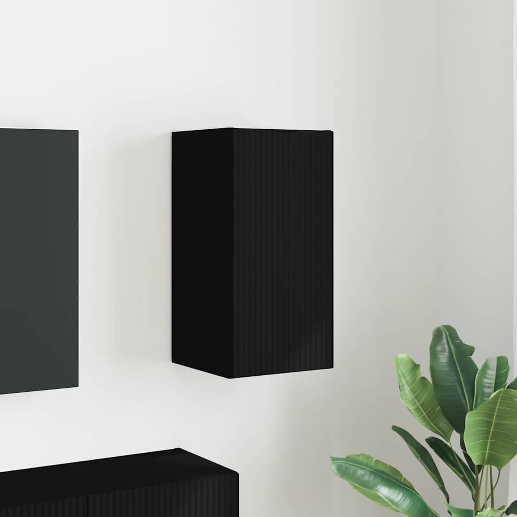 TV Wandkast Wandgemonteerd Zwart 30 x 31 x 60 cm Bewerkt hout