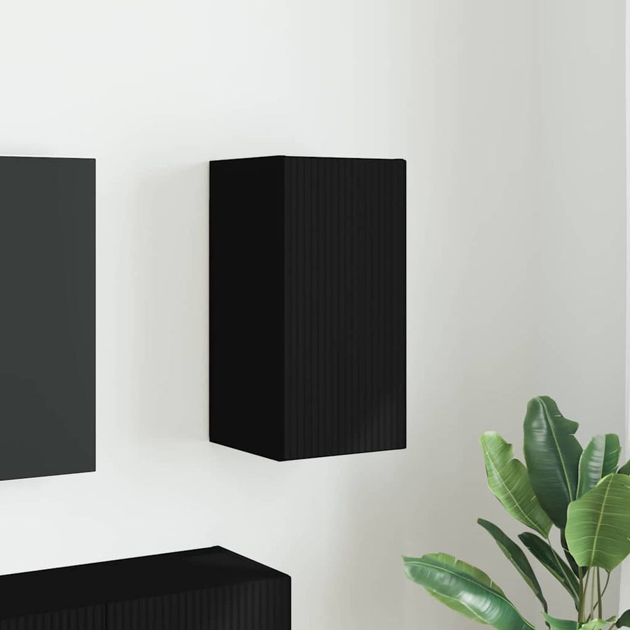 TV Wandkast Wandgemonteerd Zwart 30 x 31 x 60 cm Bewerkt hout