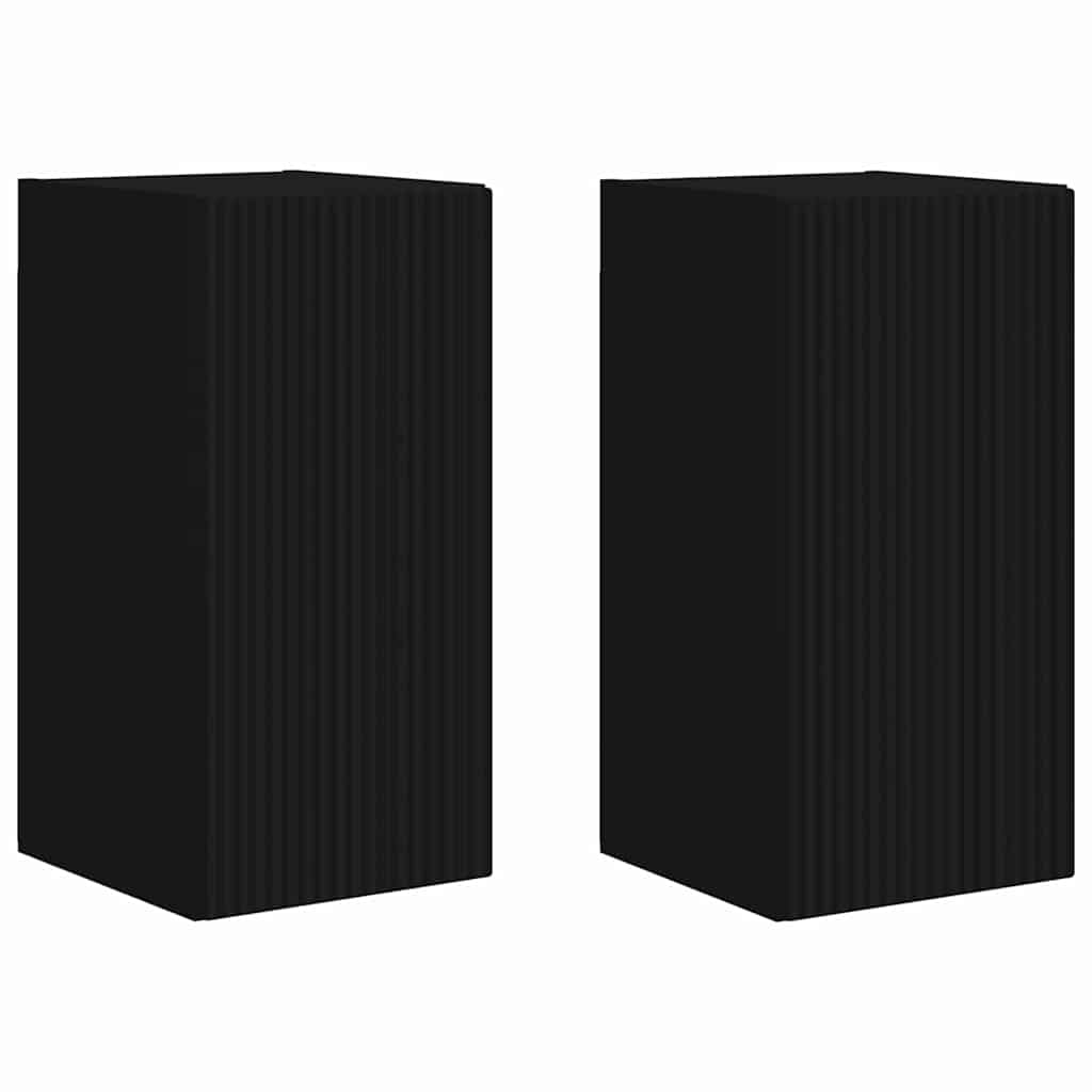 TV Wandkast 2 pcs Zwart 30 x 31 x 60 cm Bewerkt hout