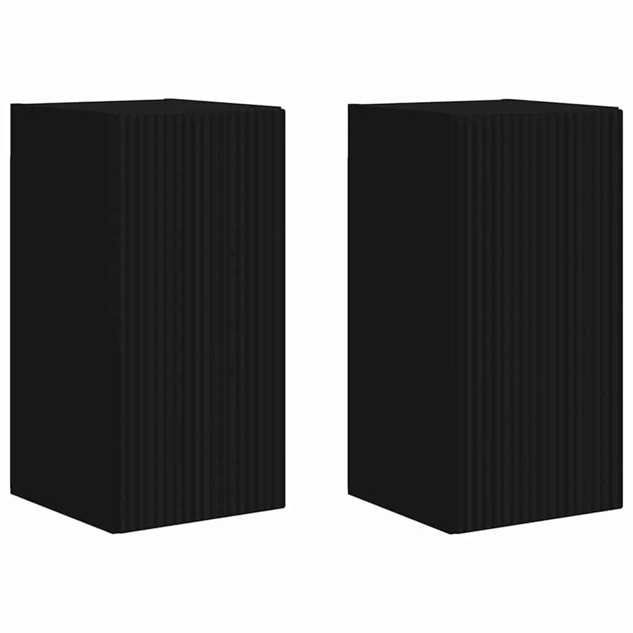 TV Wandkast 2 pcs Zwart 30 x 31 x 60 cm Bewerkt hout
