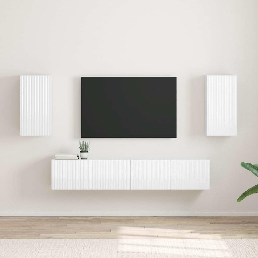 TV Wandkast 2 pcs Glanzend Wit 30 x 31 x 60 cm Bewerkt hout