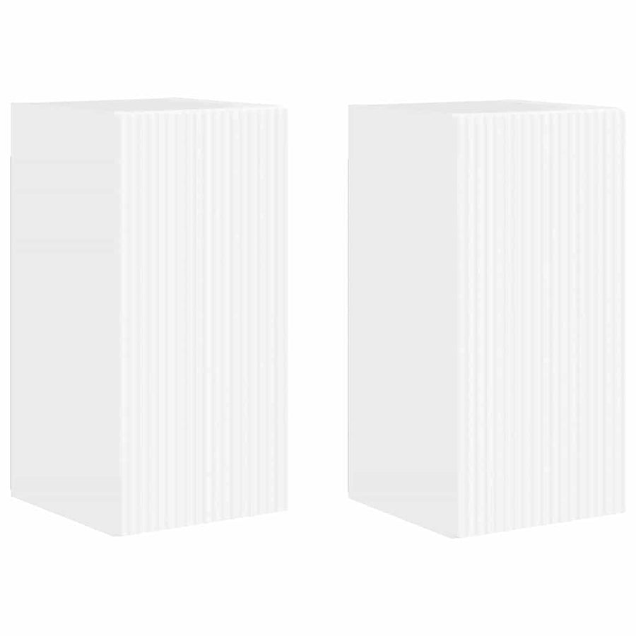 TV Wandkast 2 pcs Glanzend Wit 30 x 31 x 60 cm Bewerkt hout