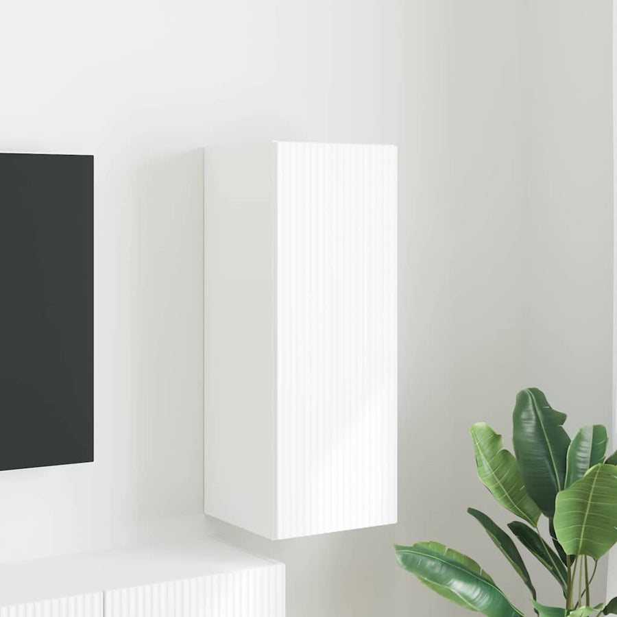 TV Wandkast Wandgemonteerd Wit 30 x 31 x 80 cm Bewerkt hout