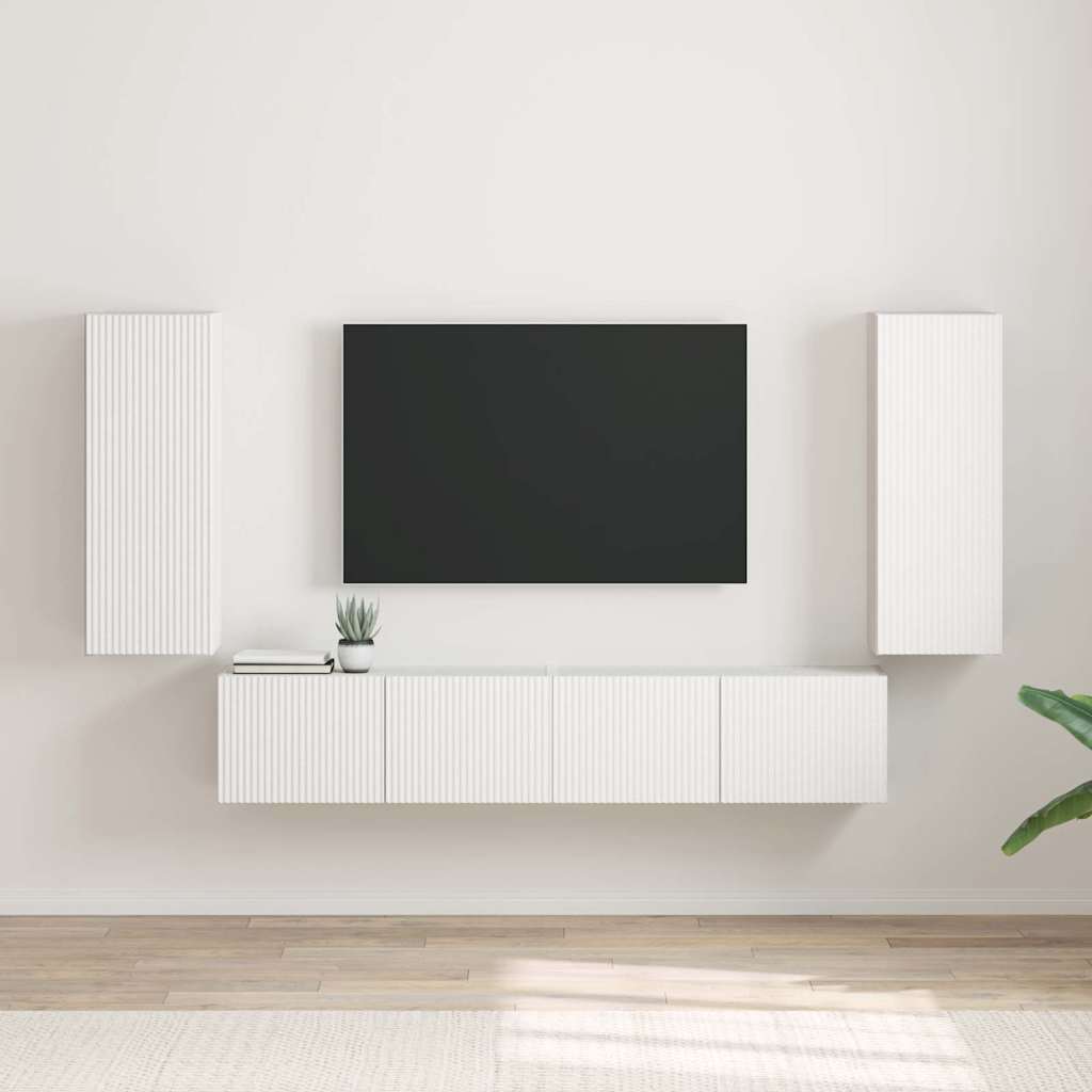 TV Wandkast 2 pcs Wit 30 x 31 x 80 cm Bewerkt hout