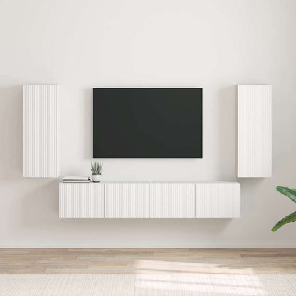 TV Wandkast 2 pcs Wit 30 x 31 x 80 cm Bewerkt hout