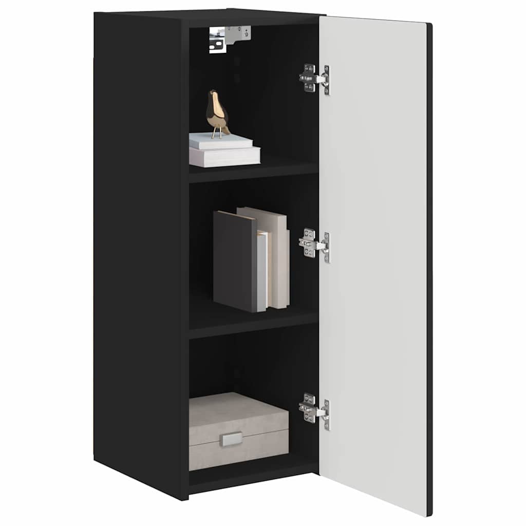 TV Wandkast Wandgemonteerd Zwart 30 x 31 x 80 cm Bewerkt hout