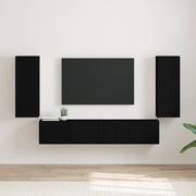 TV wandkast 30x31x80 cm bewerkt hout zwart