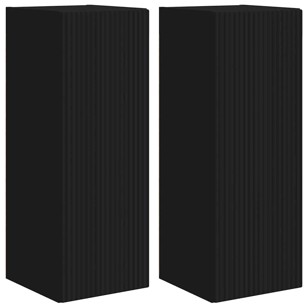 TV Wandkast 2 pcs Zwart 30 x 31 x 80 cm Bewerkt hout
