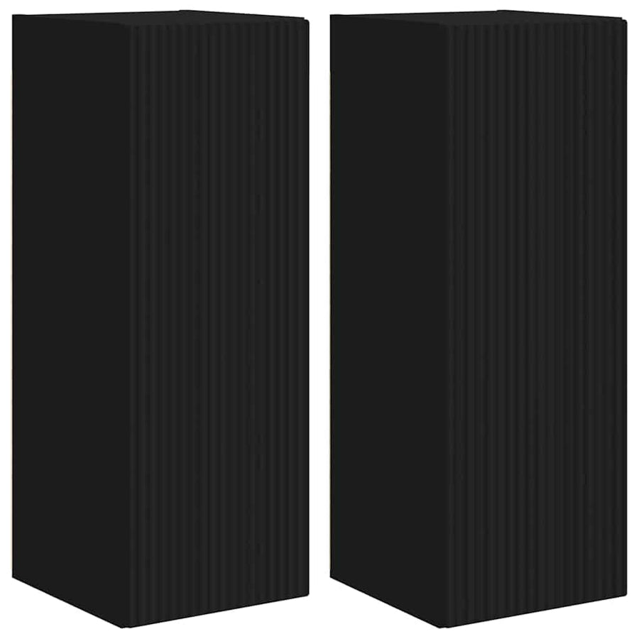 TV Wandkast 2 pcs Zwart 30 x 31 x 80 cm Bewerkt hout