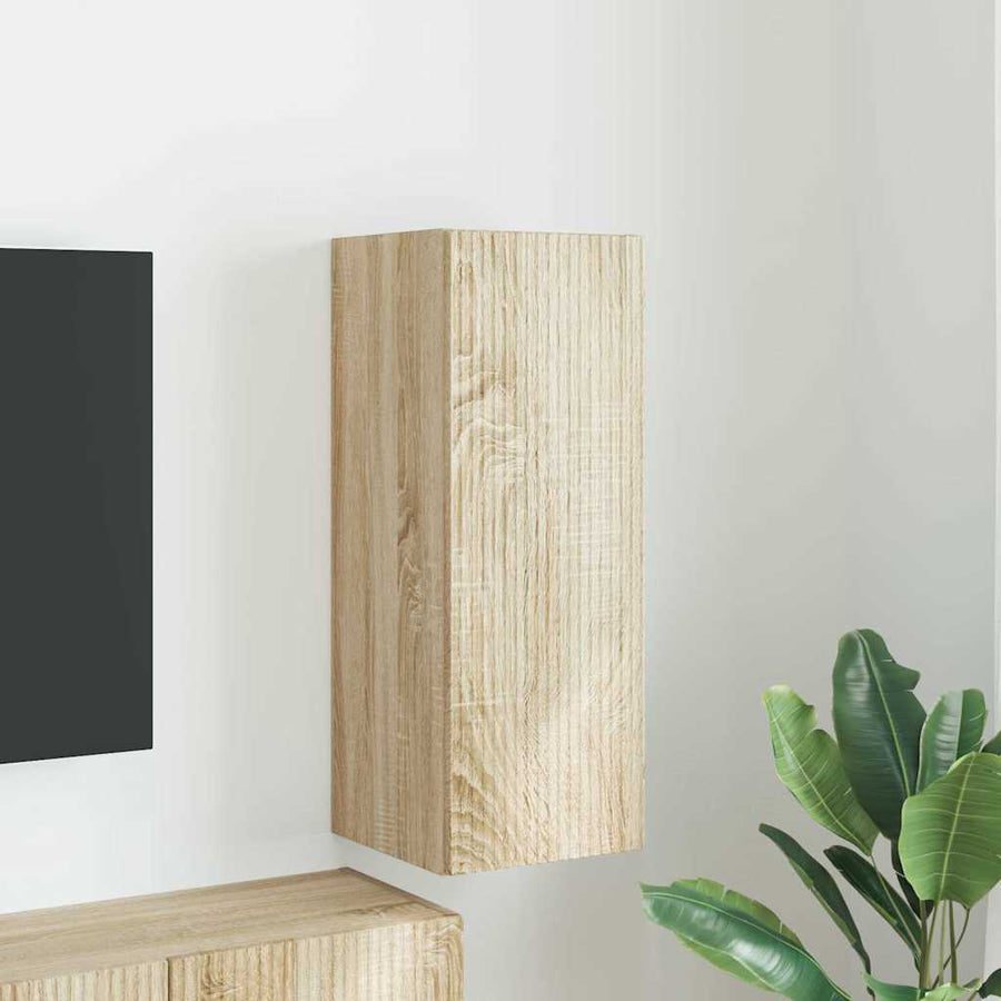 TV Wandkast Wandgemonteerd Sonoma 30 x 31 x 80 cm Bewerkt hout