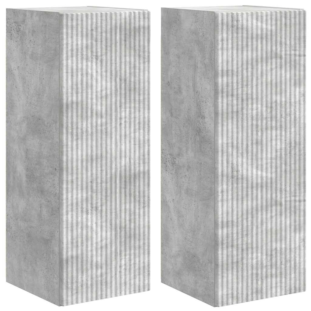 TV Wandkast 2 pcs Beton 30 x 31 x 80 cm Bewerkt hout