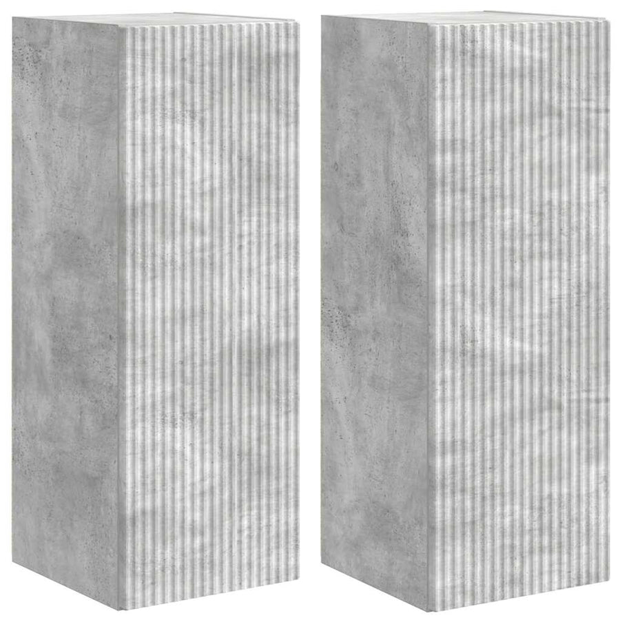 TV Wandkast 2 pcs Beton 30 x 31 x 80 cm Bewerkt hout