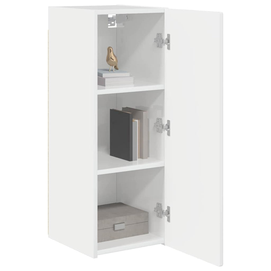 TV Wandkast Glanzend Wit 30 x 31 x 80 cm Bewerkt hout