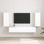 TV wandkast 2 stuks 30x31x80 cm glanzend wit bewerkt hout