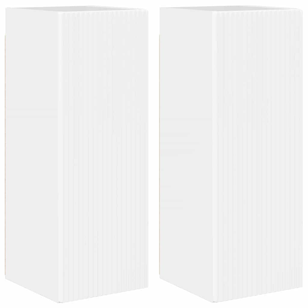 TV Wandkast 2 pcs Glanzend Wit 30 x 31 x 80 cm Bewerkt hout