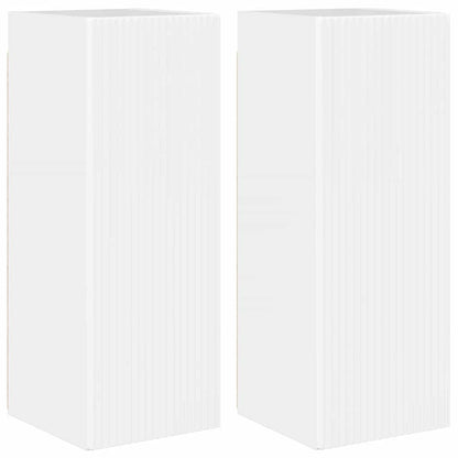 TV Wandkast 2 pcs Glanzend Wit 30 x 31 x 80 cm Bewerkt hout