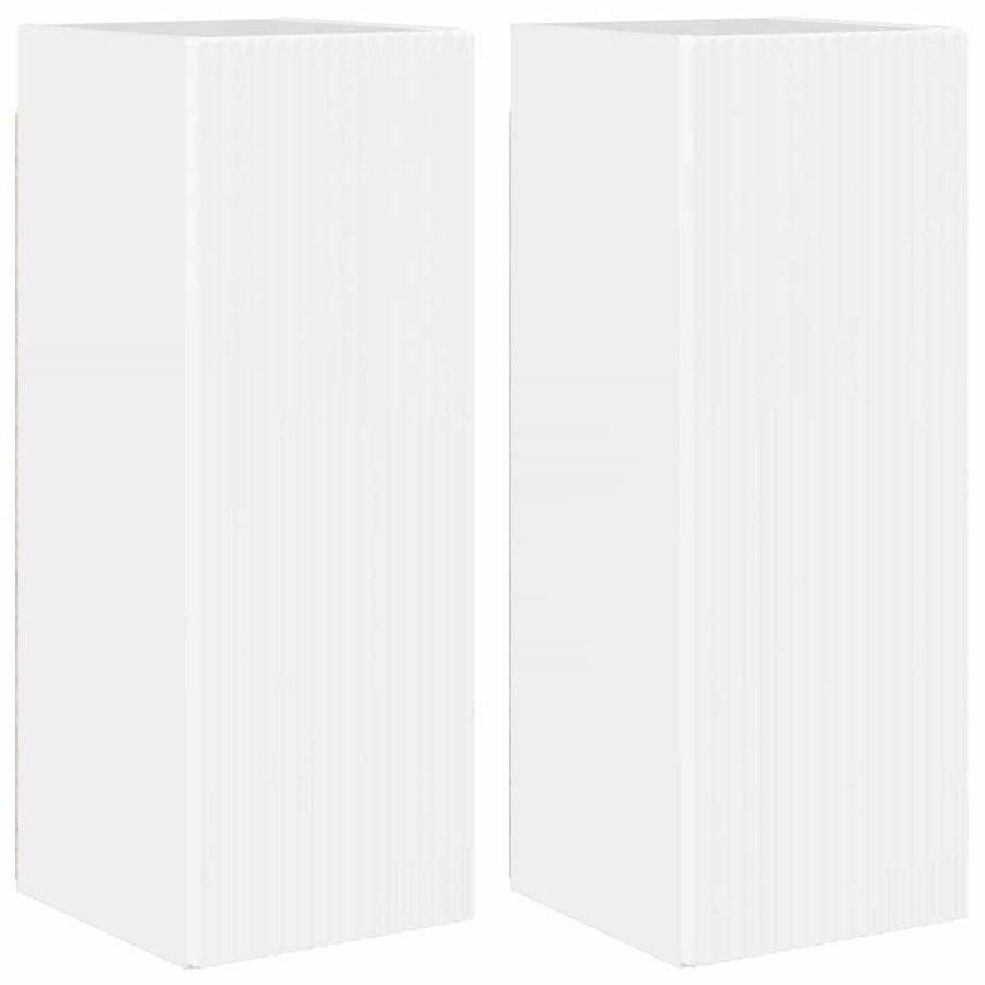 TV Wandkast 2 pcs Glanzend Wit 30 x 31 x 80 cm Bewerkt hout