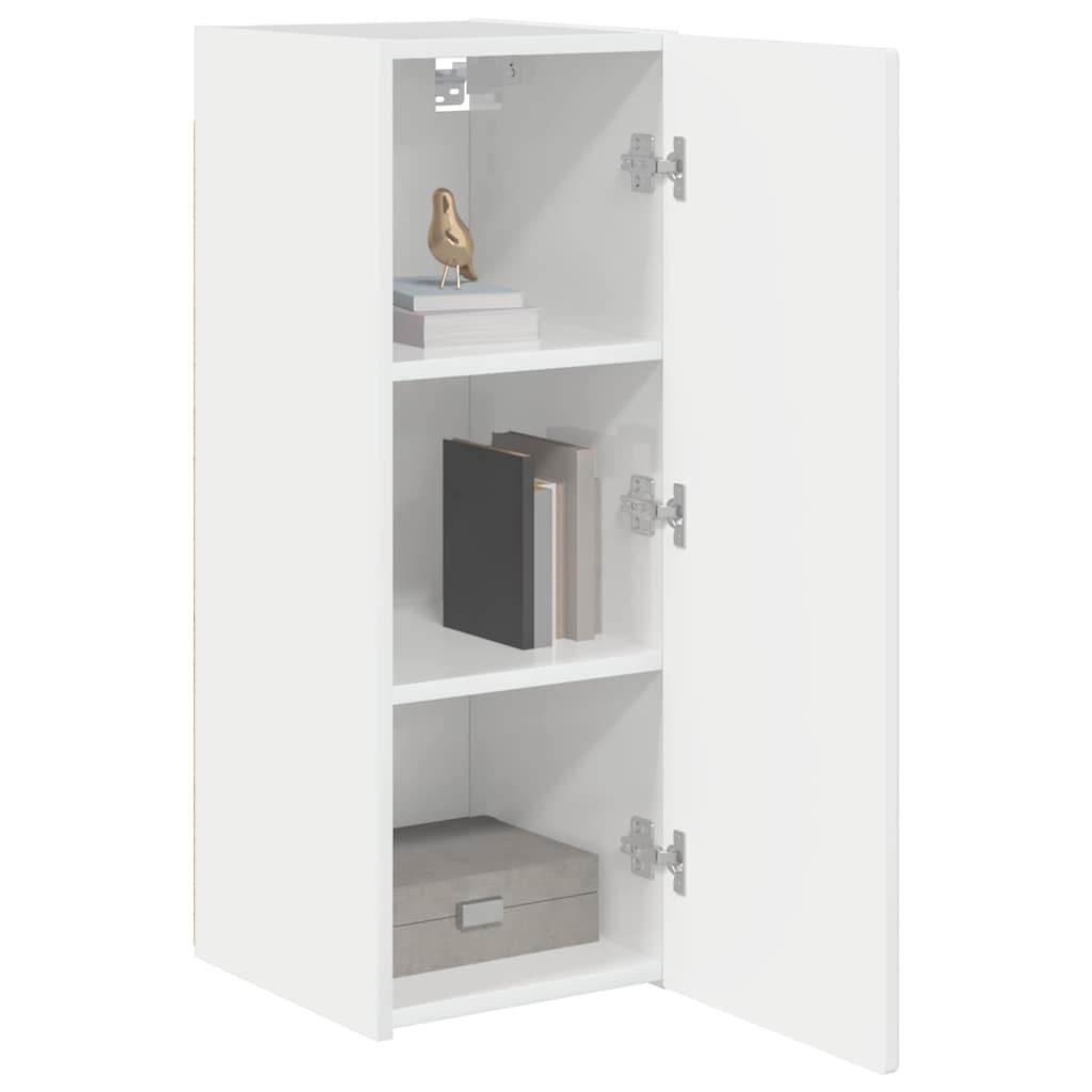 TV Wandkast 2 pcs Glanzend Wit 30 x 31 x 80 cm Bewerkt hout