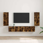 TV wandkast 30x31x80 cm gerookt eiken bewerkt hout