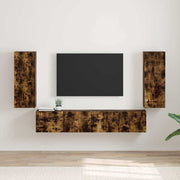 TV wandkast 30x31x80 cm gerookt eiken bewerkt hout