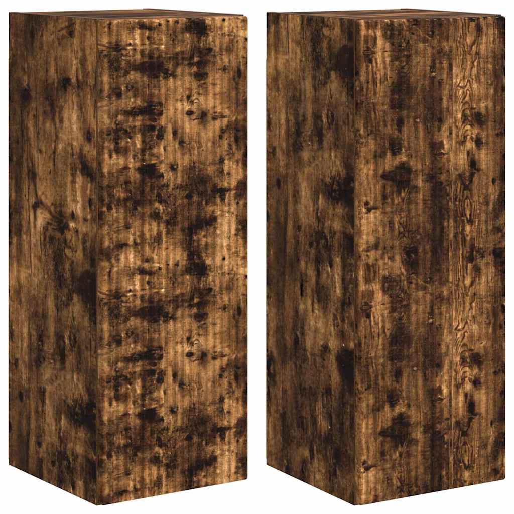 TV Wandkast 2 pcs Gerookt eiken 30 x 31 x 80 cm Bewerkt hout