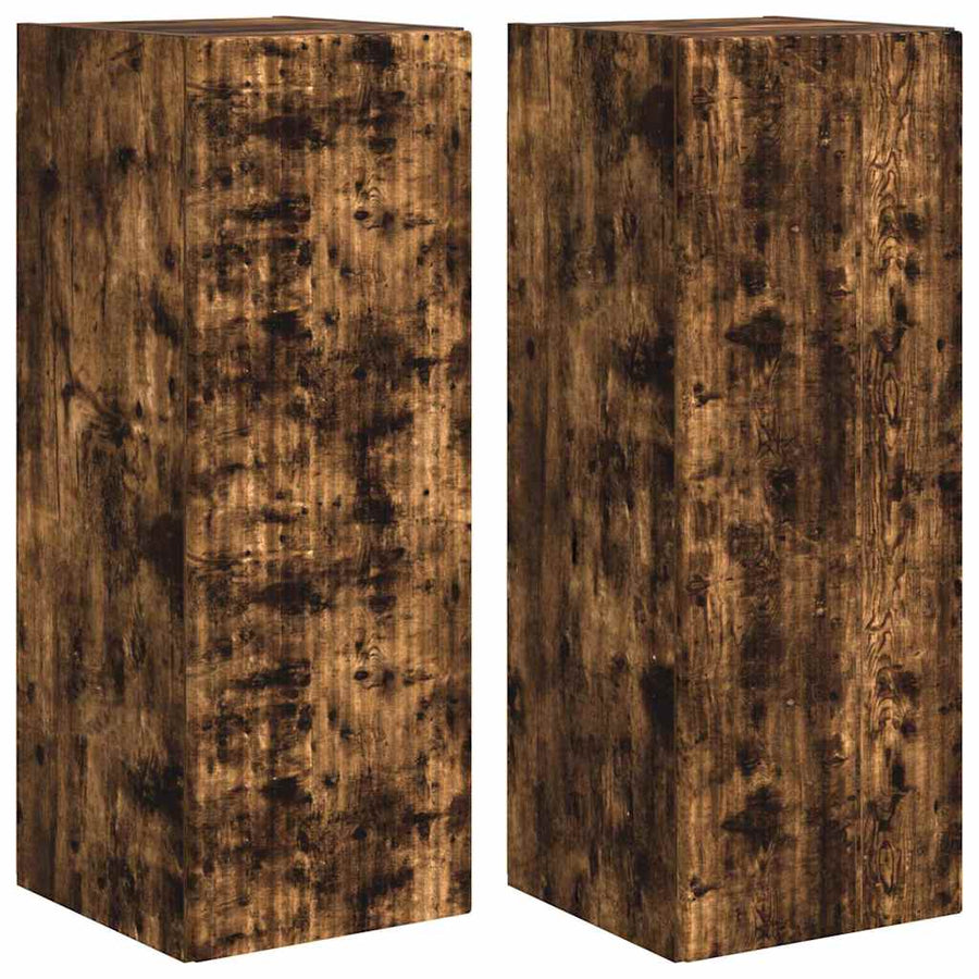 TV Wandkast 2 pcs Gerookt eiken 30 x 31 x 80 cm Bewerkt hout