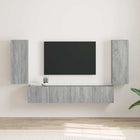 TV wandkast 2 stuks grijs 30x31x80 cm bewerkt hout