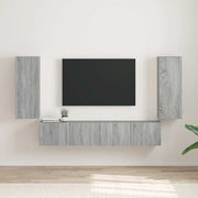 TV wandkast 2 stuks grijs 30x31x80 cm bewerkt hout