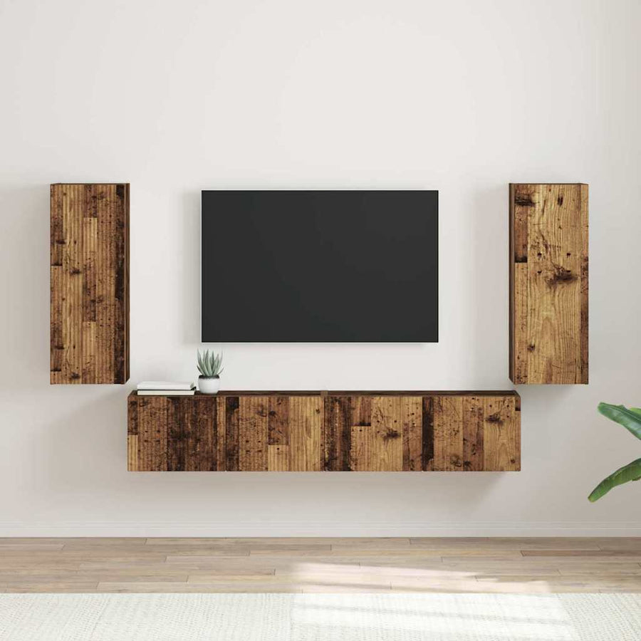 TV Wandkast 2 pcs Oud Hout 30 x 31 x 80 cm Bewerkt hout