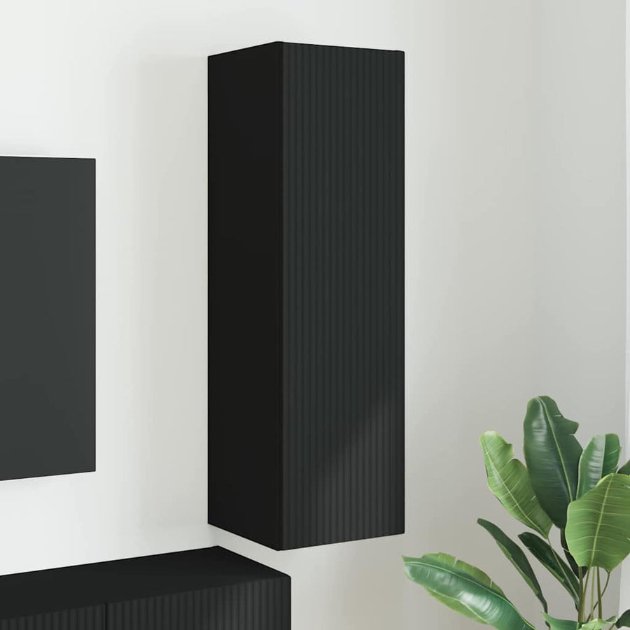 TV Wandkast Wandgemonteerd Zwart 30 x 31 x 100 cm Bewerkt hout