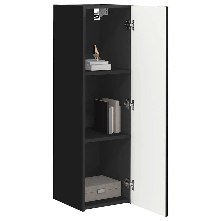 TV Wandkast 2 pcs Zwart 30 x 31 x 100 cm Bewerkt hout