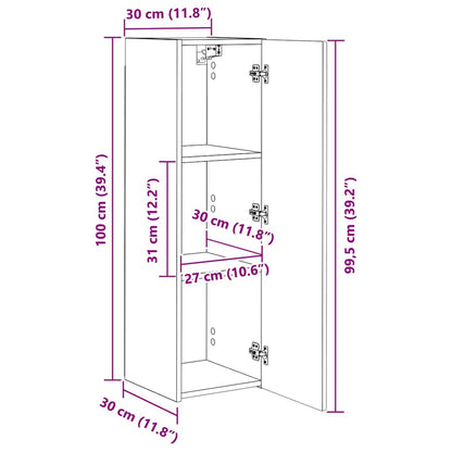 TV Wandkast Wandgemonteerd Sonoma 30 x 31 x 100 cm Bewerkt hout