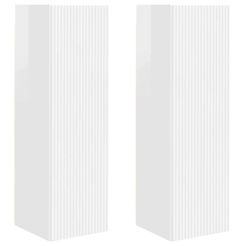 TV Wandkast 2 pcs Glanzend Wit 30 x 31 x 100 cm Bewerkt hout