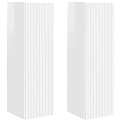 TV Wandkast 2 pcs Glanzend Wit 30 x 31 x 100 cm Bewerkt hout