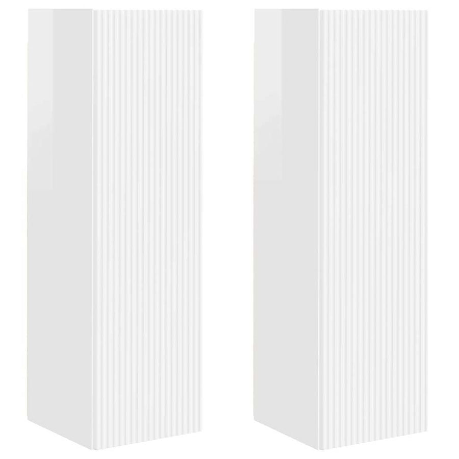 TV Wandkast 2 pcs Glanzend Wit 30 x 31 x 100 cm Bewerkt hout