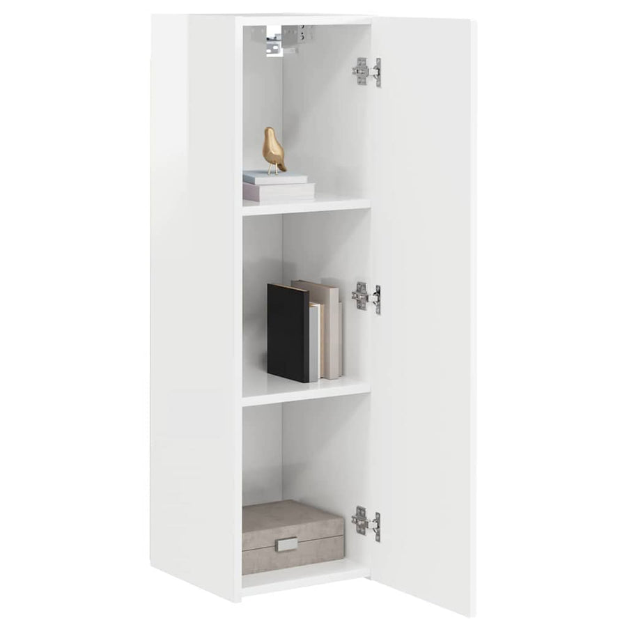 TV Wandkast 2 pcs Glanzend Wit 30 x 31 x 100 cm Bewerkt hout