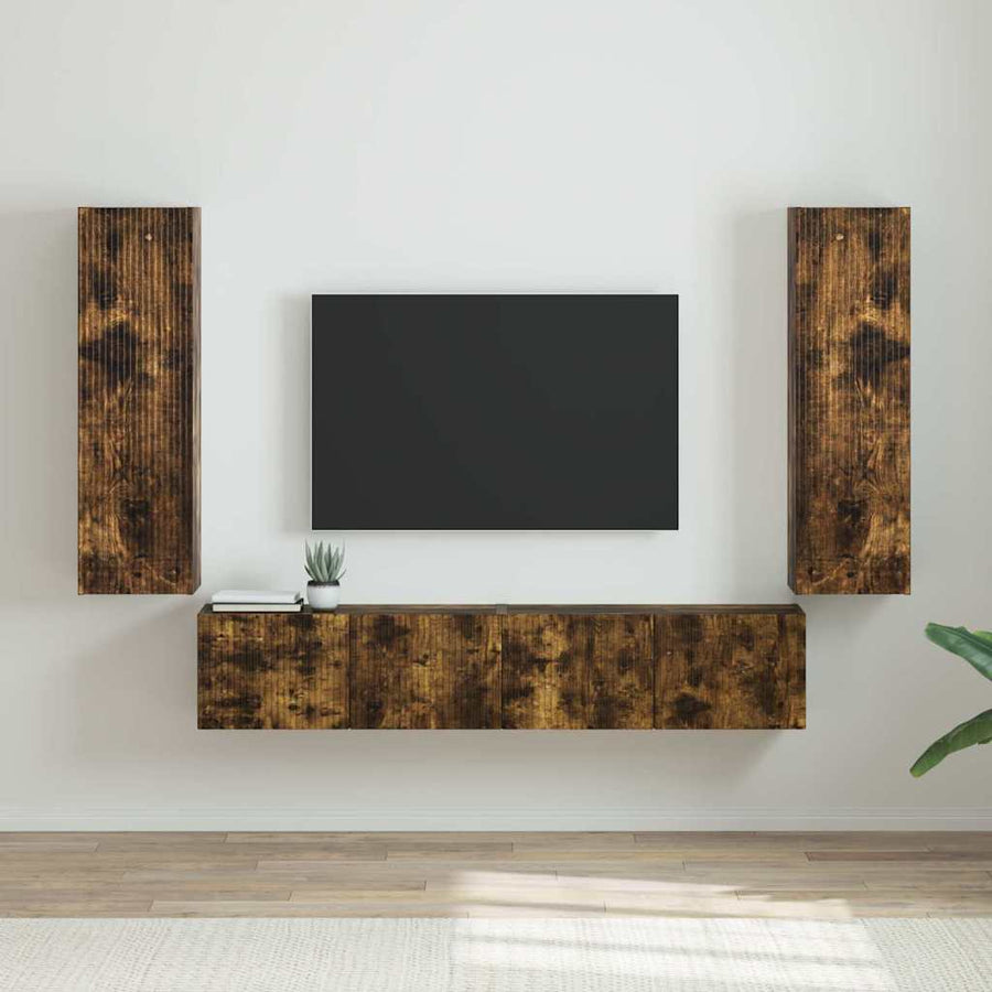 TV Wandkast 2 pcs Gerookt eiken 30 x 31 x 100 cm Bewerkt hout