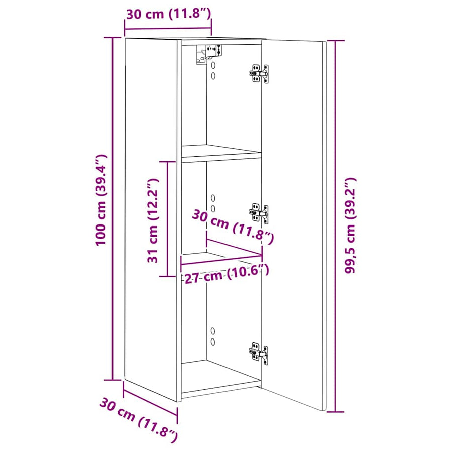 TV Wandkast Grijs Sonoma 30 x 31 x 100 cm Bewerkt hout