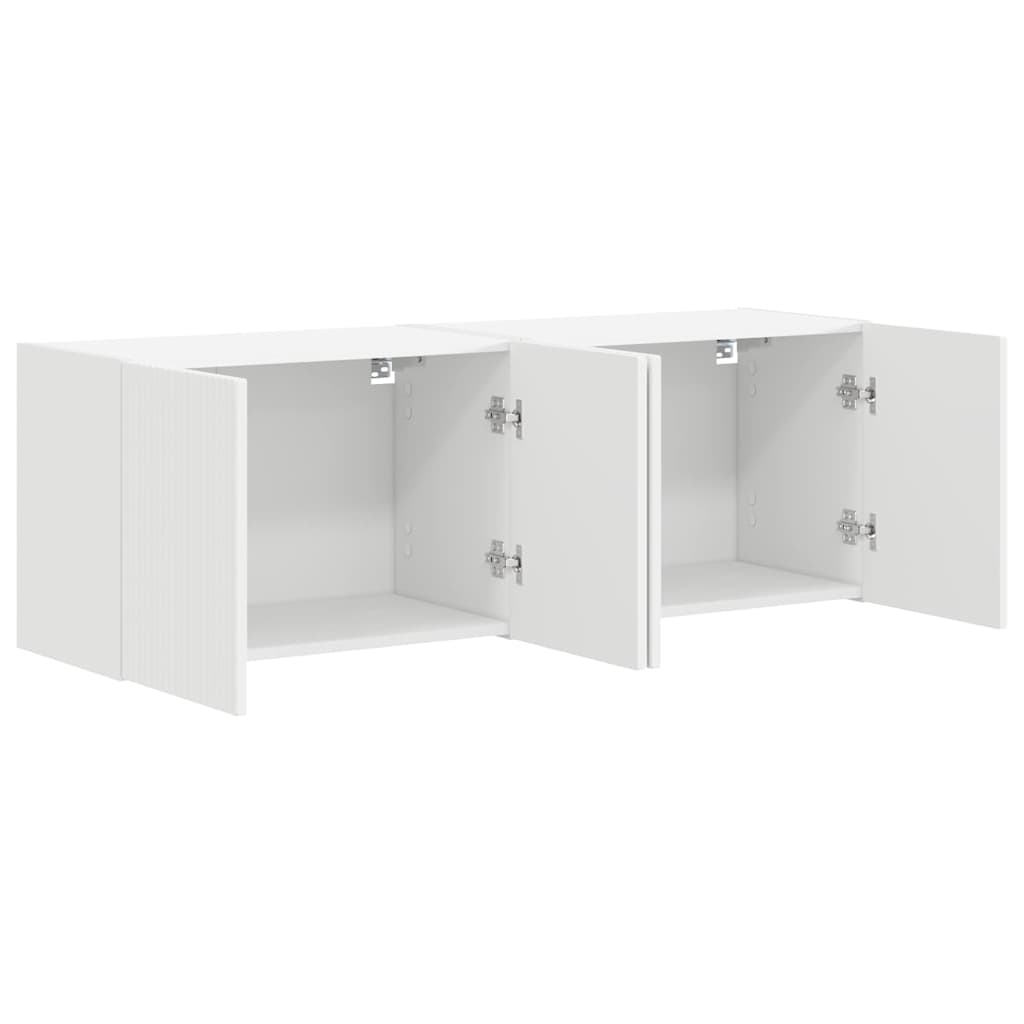 TV-wandkast 2 pcs Wit 59,5 x 31 x 40 cm Bewerkt hout