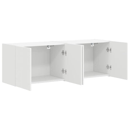 TV-wandkast 2 pcs Wit 59,5 x 31 x 40 cm Bewerkt hout
