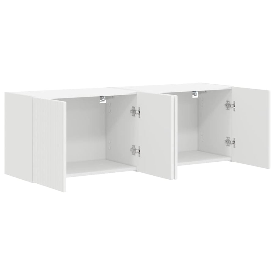 TV-wandkast 2 pcs Wit 59,5 x 31 x 40 cm Bewerkt hout