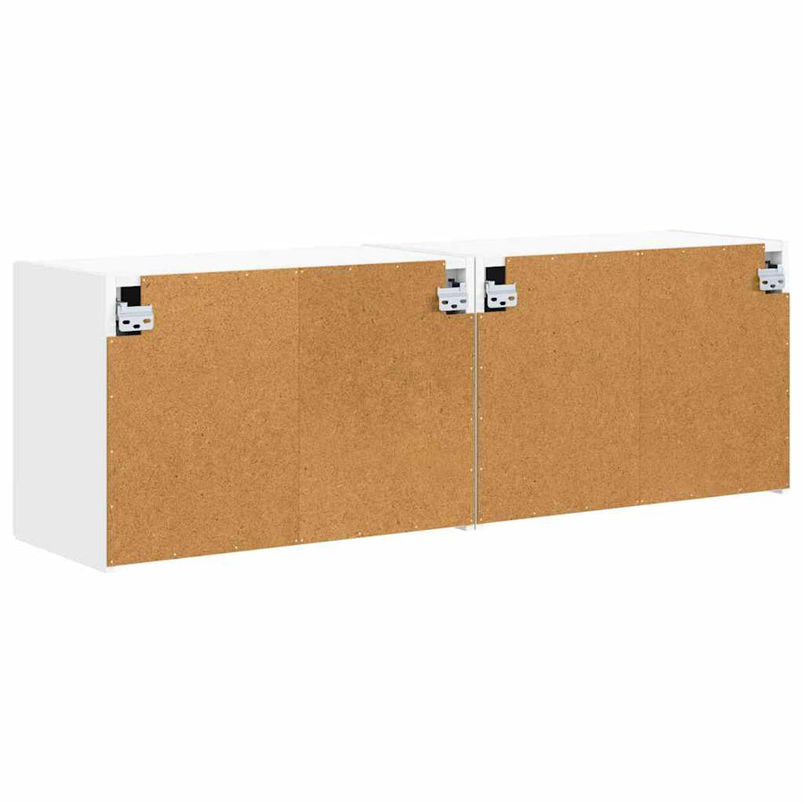 TV-wandkast 2 pcs Wit 59,5 x 31 x 40 cm Bewerkt hout