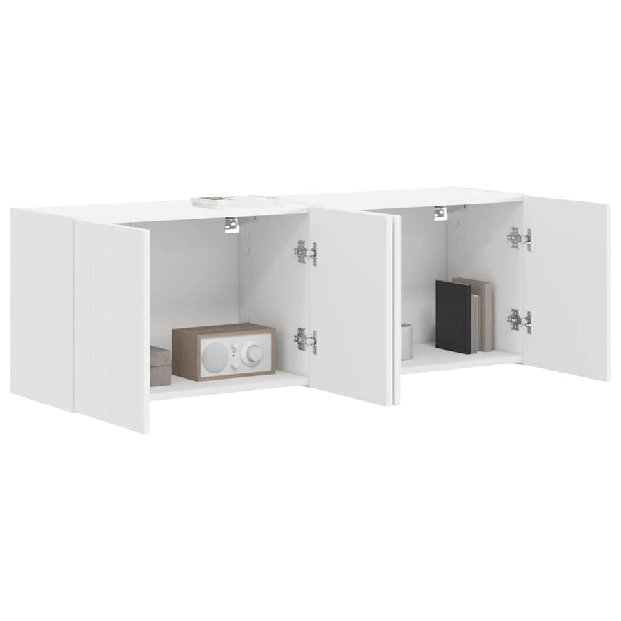 TV-wandkast 2 pcs Wit 59,5 x 31 x 40 cm Bewerkt hout