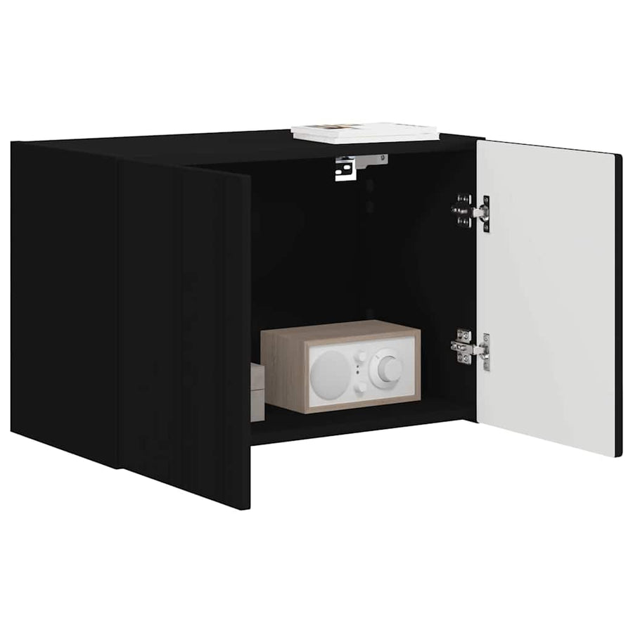 TV-wandkast Wandgemonteerd Zwart 59,5 x 31 x 40 cm Bewerkt hout