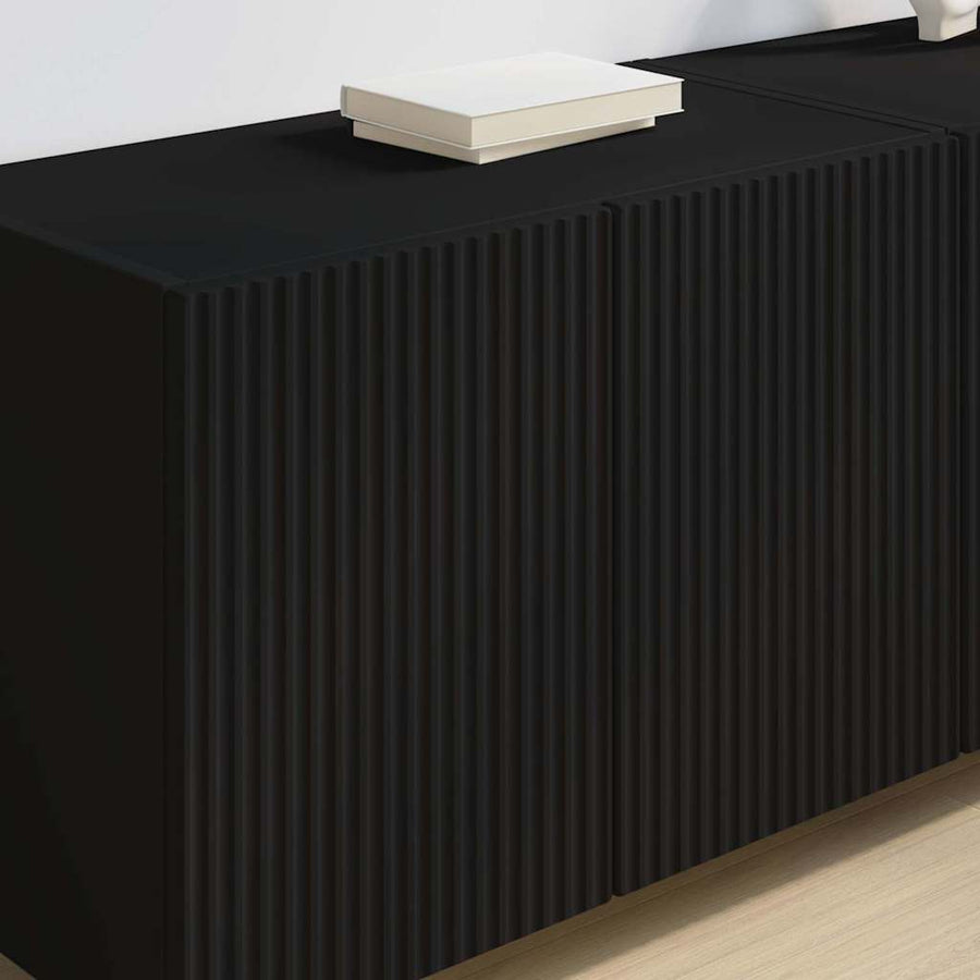 TV-wandkast 2 pcs Zwart 59,5 x 31 x 40 cm Bewerkt hout