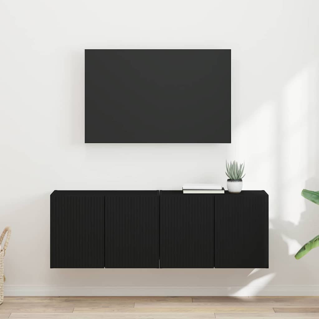 TV-wandkast 2 pcs Zwart 59,5 x 31 x 40 cm Bewerkt hout