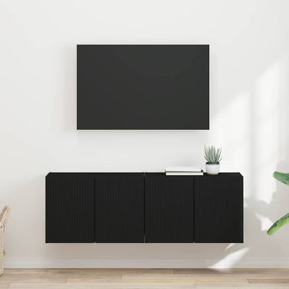 TV-wandkast 2 pcs Zwart 59,5 x 31 x 40 cm Bewerkt hout